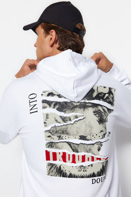 TRENDYOL MAN Siyah Regular/Normal Kesim Bask?l? Kapusonlu Sanatsal Bask?l? Sweatshirt TMNAW20SW0489 - Trendyolmilla фото 13