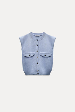 KNIT VEST WITH FLAPS - Zara фото 5