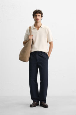 TEXTURED KNIT POLO SHIRT