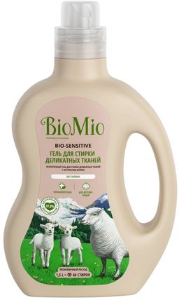 BioMio. BIO-SENSITIVE Экологичный гель для стирки деликатных тканей. Без запаха. 1500 мл  фото 2