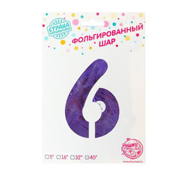 Воздушный шар фольгированный 40" «Цифра 6»