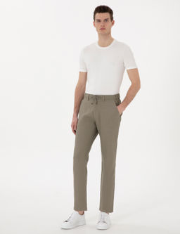 Haki Carrot Fit Keten Kanvas Pantolon