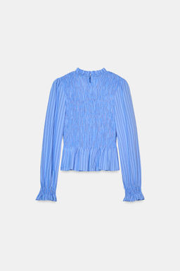 STRIPED SMOCKED SHIRT - Zara фото 9