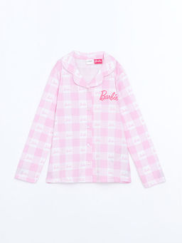 G?mlek Yaka Barbie Bask?l? K?z ?ocuk Pijama ?st