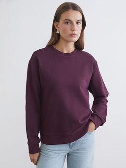 Bisiklet Yaka Kad?n Kal?n Sweatshirt