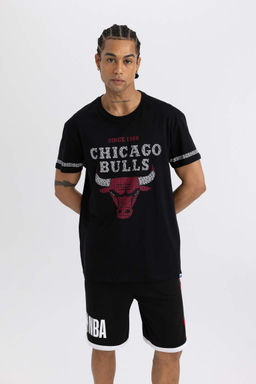 DeFactoFit Футболка обычного кроя с короткими рукавами и круглым вырезом NBA Chicago Bulls  фото 3