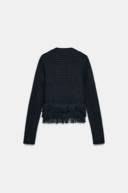 FRINGED PLAID KNIT JUMPER - Zara фото 4