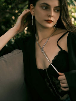 Гарнитур 2 предмета: кулон, серьги Элегантность жгут, цвет белый в серебре, 42 см