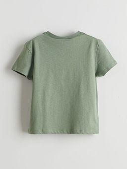 Bisiklet Yaka Bask?l? Penye Erkek Bebek Ti??rt