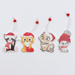 Елочные игрушки в деревянной подарочной упаковке 12 шт., 13×13×2 см