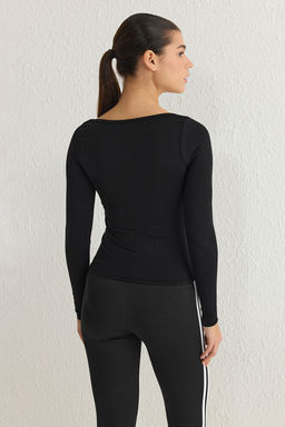 TRENDYOLMILLA Beyaz Seamless/Dikissiz Uzun Kollu Orme T-Shirt THMSS25TS00003 фото 5