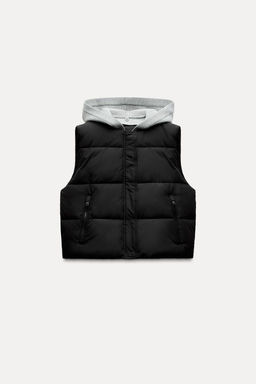 CONTRAST PUFFER GILET WITH HOOD - Zara фото 4