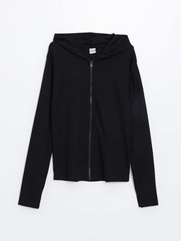Kap??onlu K?z ?ocuk Fermuarl? Sweatshirt