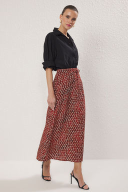 Trendyolmilla Bordo Retro Desenli Maroken Dokuma Uzun Etek TWOSS25ET00182  фото 2