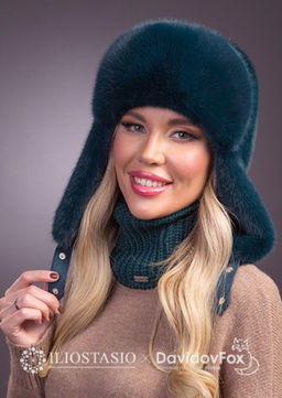 шапка Ушанка экомех изумруд - Davidovfox фото 2