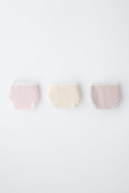 6-14 A?OS/ PACK TRES BRAGUITAS PUNTILLA / Rosa