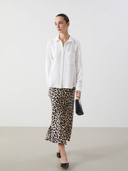 Leopar Desenli A Kesim Saten Kad?n Etek