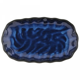 "Тихий океан" Блюдо керамическое 310х185х40мм, 850мл, асимметричная форма, синий (Китай)