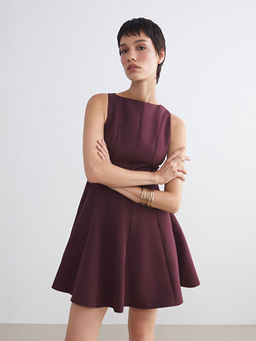Bisiklet Yaka Peplum Mini Elbise