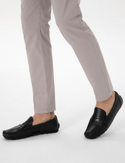 Siyah %100 Deri Loafer Ayakkab_