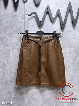 Юбка с разрезом из экокожи - Bruno фото 2