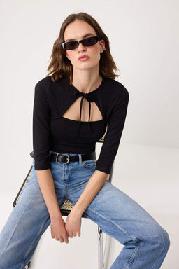 Siyah Fitted/Vucuda Oturan Truvakar Premium Yumusak Orme Bluz TWOSS26BZ00083 - Trendyolmilla фото 3