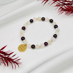 Браслет для Водолея из Лунного камня, Граната и Розового кварца - Радуга самоцветов фото 2