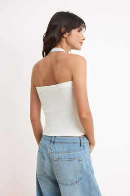 Siyah Fitted/Vucuda Oturan Boyundan Baglamal? Kolsuz Fitilli Esnek Orme Atlet TWOSS26AL00046 - Trendyolmilla фото 8