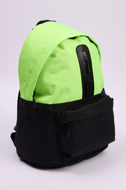 Teen Siyah Neon Yesil Kontrast Fermuar Detayl? Kids Okul S?rt Cantas? TAKAW26OI00005