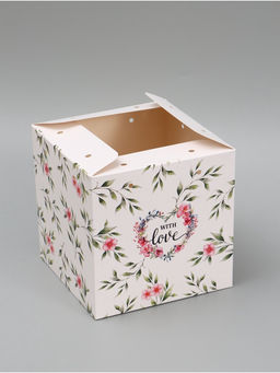 Цена за 5 шт. Коробка - переноска подарочная для цветов «С любовью», 19×19×19 см, с лентами