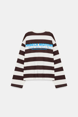STRIPED T-SHIRT WITH SLOGAN