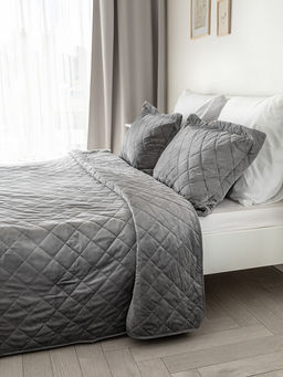 Покрывало велюр 260x260 серый велюр - Lucky фото 2