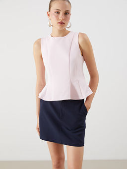 Bisiklet Yaka Peplum Bluz