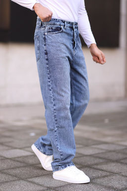 TRENDYOL MAN Ac?k Mavi %100 Pamuk Baggy Fit Jeans Bol Kot Pantolon TMNAW24JE00027 - Trendyolmilla фото 49