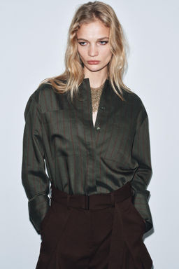 STRIPED STAND-UP COLLAR SHIRT ZW COLLECTION