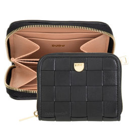 Итальянский кожаный кошелек для карт DuDu серии Hokkaido | черно-розовый