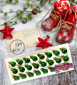 Новогоднее украшение шарики 1,5см, упаковка 24шт, пвх - Family фото 2