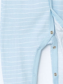 V Yaka ?izgili Erkek Bebek Hastane Seti