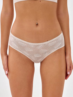 Бесшовные трусы слипы кружевные Lingeamo бежевый ВР-07 (4)  фото 5