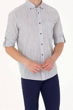 U. S. Polo Assn Мужская белая рубашка в темно-синюю полоску - U.s. polo assn фото 13