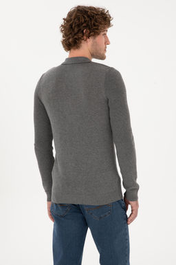 Erkek Regular Fit Fermuarl_ Gri Melanj Basic Kazak - U.s. polo assn фото 5