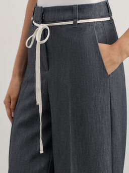 Брюки широкие со шнурком на поясе / Zarina  фото 5