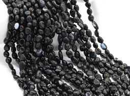 Бусины из агата черного галтовка 6*8мм, 40см, 50 бусин Радуга камня