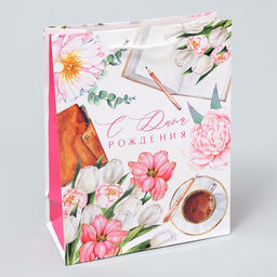 Цена за 2 шт. Пакет подарочный ламинированный, упаковка, «С Днём рождения», MS 18 х 23 х 8 см
