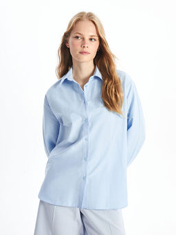 D?z Uzun Kollu Oversize Kad?n G?mlek