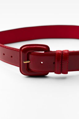 LEATHER BELT WITH SQUARE BUCKLE - Zara фото 3