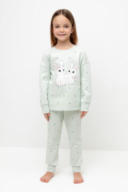 К 1581/зеленая пастель,мини клевер пижама