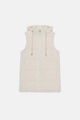 LONG QUILTED GILET WITH HOOD - Zara фото 7