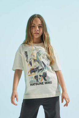 Футболка большого размера Hatsune Miku для девочек с круглым вырезом и короткими рукавами