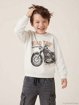 Bask?l? Erkek ?ocuk Uzun Kollu Sweatshirt